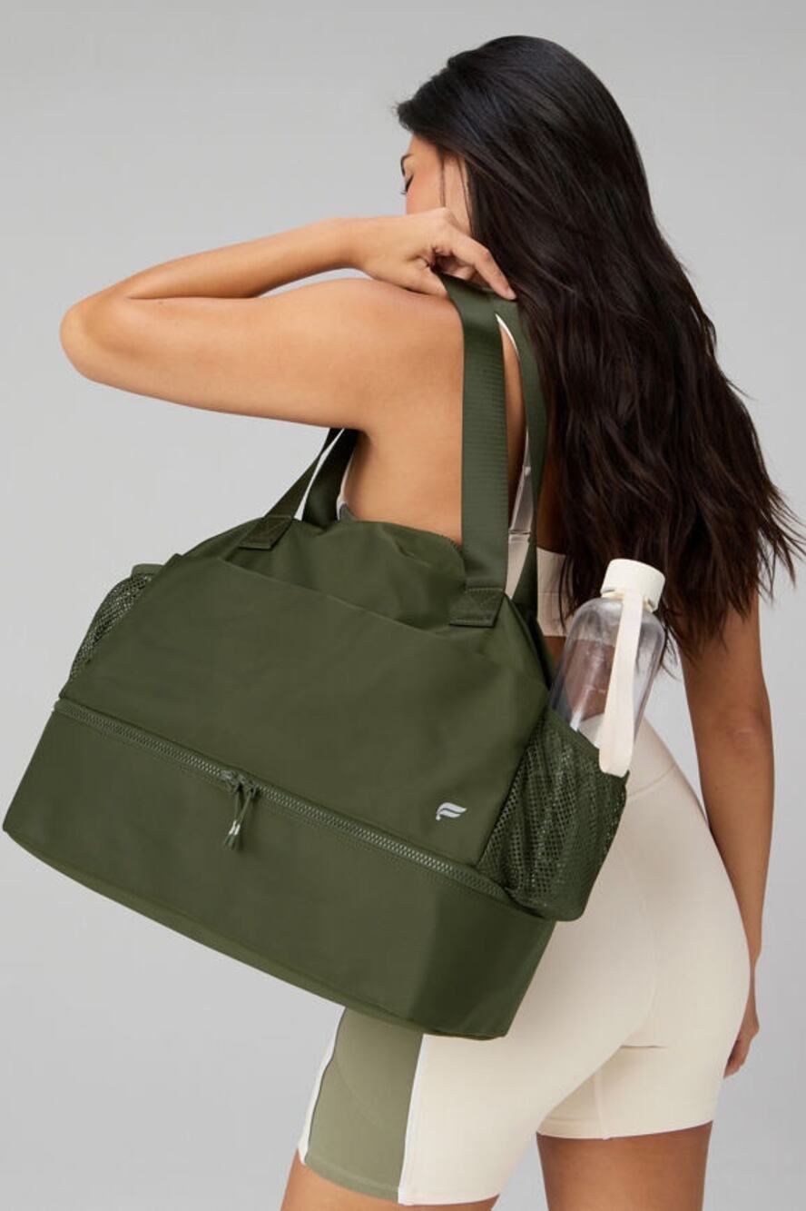 New Fabletics The Essential Gym Bag Dark Olive O/S